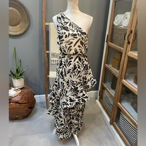 Alexis Monochrome One-Shoulder Dress